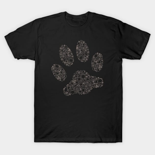 Paw Print in Modern Paisley Outline Design T-Shirt by amyvanmeter